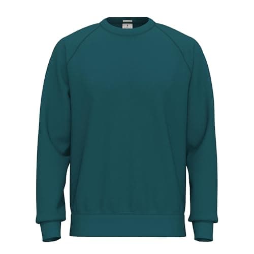 Image of SoftSpun Sweatshirt for Men UK | 100% Original Plain Raglan Mens Crew Neck Terry Cotton Sweatshirts Jumpers for men | Year-Round Men's Sweatshirts No Hood for Casual, Work and Gym Deep Teal