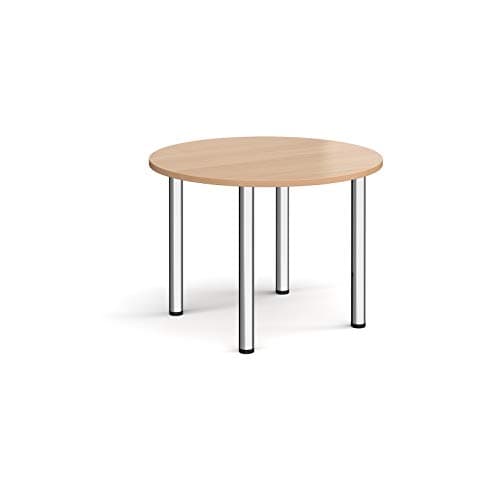 Image of Mr Office Circular radial leg meeting table - chrome legs, Beech, 1000