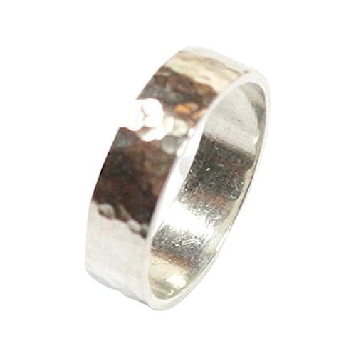Image of Handmade Chunky Hammered Wide 5mm Solid Silver 925 Band Ring Hallmarked