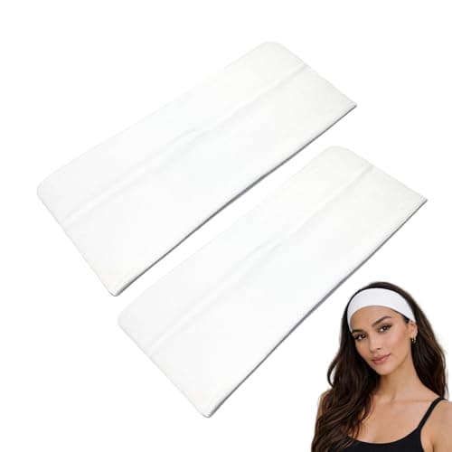 Image of WESTEND CHOICE 9cm Wide Headbands 2 Pack Soft Head Band Plain Stretchy Unisex Kylie headband Bandeau Headbands for Women & Men Gym Yoga Hair Band (White)