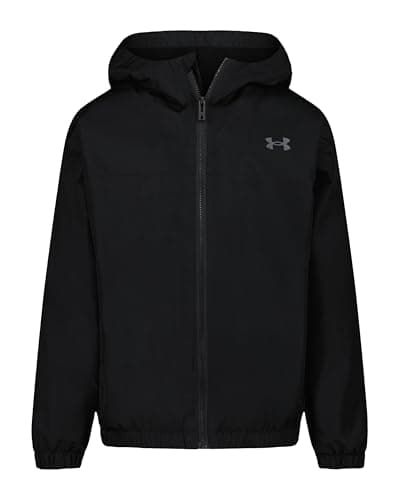 Image of Under Armour Manataug Windbreaker Kids Rain Jacket Boys/Girls, 12 Years-13 Years, Black/Black