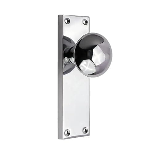 Image of Designer Levers - Victorian Knob On Latch Backplate Polished Chrome