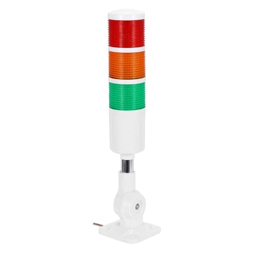 Image of PATIKIL 3-Layer LED Signal Warning Light Tower with No Buzzer, 12-24V 10A Column Warning Tower Stack Lights with Steady/Flash Light Switchable for Factories Industrial Machinery, White