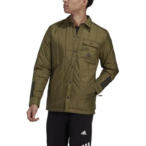 Image of adidas Itavic 3-Stripe Lite Shirt Jacket - Mens Outdoor, Focus Olive, S