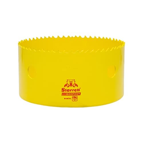 Image of Starrett Deep Cut Hole Saw - DCH0438 Heavy Duty Bi-Metal with Extra Cobalt HSS Teeth - For Metals Wood Cast Iron Fibreglass Plastic Materials - 111mm