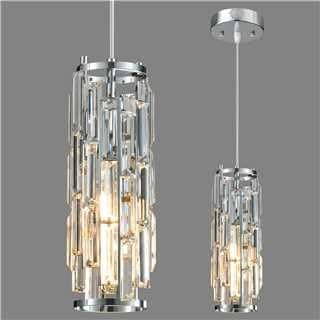 Image of ZYBWL Modern Chrome Pendant Lights Kitchen Island Crystal Hanging Light Fixture Height Adjustable E27 Chandelier for Kitchen Island Living Room Bedroom (Chrome 1-Pack)