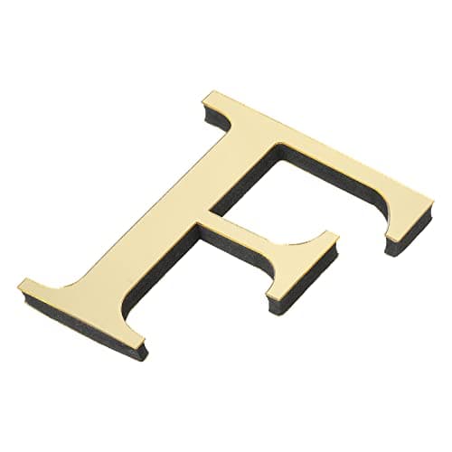 Image of PATIKIL 3D Acrylic Alphabet Mirror Wall Stickers Letter F Self-Adhesive Home Decor Letter Sign Art Sticker Decal for DIY Home Decoration Light Gold