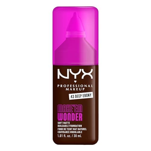 Image of NYX Professional Makeup Make 'EM Wonder, Up to 24 Hour Soft Matte Foundation, Undetectable Finish, Waterproof, Sweat and Transfer Resistant, Shade: 42 Deep Ebony