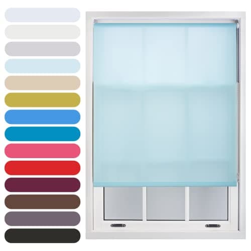 Image of FURNISHED Daylight Roller Blind Trimmable Blinds Window Shade - Easy Install Non-blackout Fabric Complete Roller Blind Kit for Kitchen Living Room Bedroom, Duck Egg Blue, 60W x 165H cm