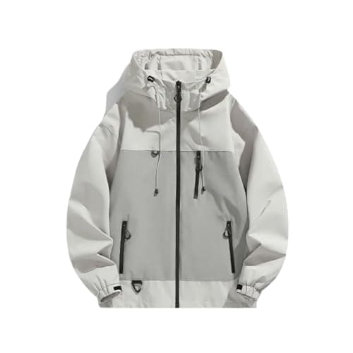 Image of CQJFLQC Printed Jacket Men Windbreaker Harajuku Japanese Jackets Streetwear Loose Korean Thin Coats, Grey, Medium