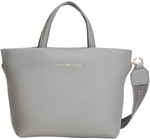 Image of Tommy Hilfiger Women's TH LOGOTAPE MINI TOTE AW0AW17694 Tote, Grey (Universal Grey), One Size