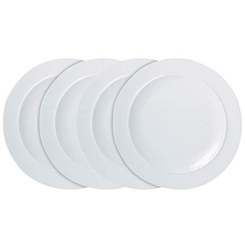 Image of Denby White Porcelain Dinner Plates Set of 4 - 29cm Dishwasher Microwave Safe Large Plates - Chip & Crack Resistant Glazed Tableware
