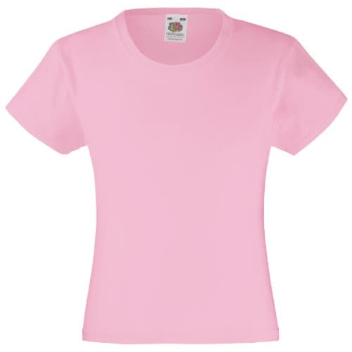 Image of Fruit of the Loom Girl's Valueweight T Shirt, Pink (Light Pink 52), 12-13 Years UK
