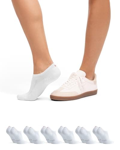 Image of DANISH ENDURANCE No Show Socks, Cotton Low Cut Trainer Socks, Invisible, for Men and Women, Unisex, 6 Pack, White, 9-12