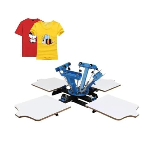 Image of Sweet taize Screen Printing Machine, Steel Silk Screen Printing Machine, 21.7 x 17.7 Inch, 4 Color 4 Station Silk Screen Printing Kit, Screenprint Press, for T-Shirt Press Printer Equipment DIY Kit