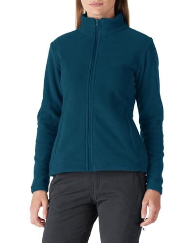Image of Outdoor Ventures Womens Fleece Jackets Ladies Lightweight Warm Full Zip Coat Soft Outerwear Running Jacket With 4 Large Pockets Petrol Blue M
