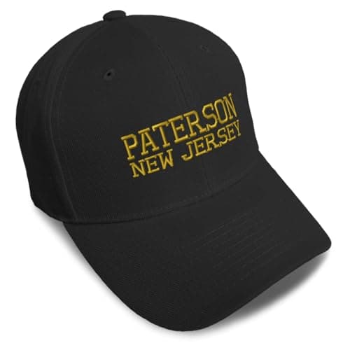 Image of Custom Baseball Cap New Jersey Paterson USA America Embroidery Strap Closure, Black, One size