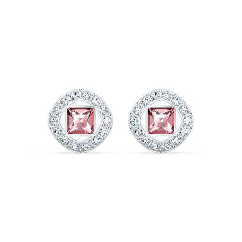 Image of Swarovski Angelic Square Stud Pierced Earrings, Pink, Rhodium plated, from Swarovski Angelic Square Collection