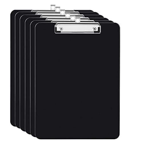 Image of Clipboard Folder, 6 Packs A4 Plastic Clip Boards with Secure Hold for Office & Classroom Supplies - Black