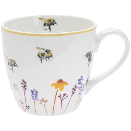 Image of The Leonardo Collection Busy Bees Breakfast Mug Jennifer Rose Gallery, Tea and Coffee Mugs for Hot Drinks | Fine China Printed Mugs for Kitchen & Home | Reusable Ceramic Cups for Every Occasion