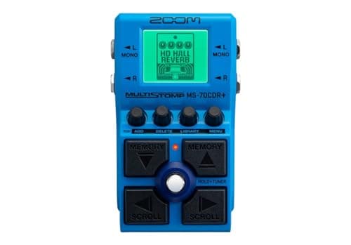 Image of ZOOM MS-70CDR+ MultiStomp guitar multi-effects pedal for reverb and modulation, 149 different effects, chorus, delay, reverb, phaser, flanger, tremolo, vibrato and many more, blue