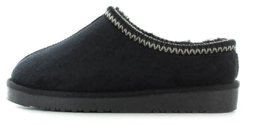 Image of ella Womens Faux Fur Slippers Comfort Memory Foam Sheepskin Slip On Stylish Casual House Shoes (Black, UK Footwear Size System, Adult, Women, Numeric, Medium, 7)