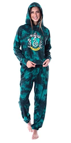 Image of INTIMO Harry Potter Womens' Hogwarts Houses Tie Dye Hooded Jogger Set-Slytherin (Large)