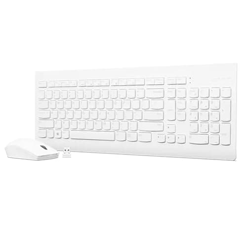 Image of Lenovo 510 Wireless Combo with 2.4 GHz USB Receiver, Slim Full Size Keyboard, Full Number Pad, 1200 DPI Optical Mouse, Left or Right Hand, GX30W75336, White