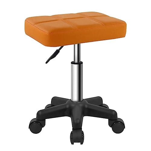 Image of FURWOO Rectangle Rolling Stool with Wheels Swivel Stool Chair for Salon Massage Home Kitchen Brown