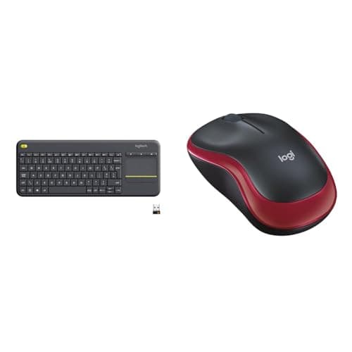 Image of Logitech K400 Plus Wireless Touch TV Keyboard With Easy Media Control and Built-in Touchpad & M185 Wireless Mouse, 2.4GHz with USB Mini Receiver, 12-Month Battery Life