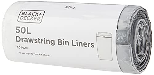 Image of BLACK+DECKER BXBB00050E 50L Drawstring Bin Liners, 20 Pack,60949