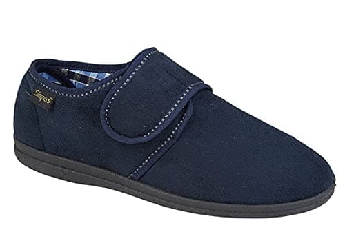 Image of Sleepers Mens Johnny Microfibre Memory Foam Slippers Navy 12 UK