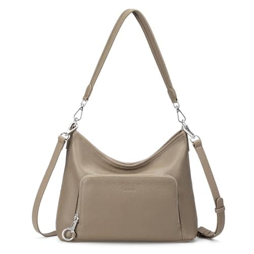Image of befen Genuine Leather Women's Cross-body Bags Small Hobo Bags for Women Taupe Over Shoulder Bags for Women with RFID Blocking