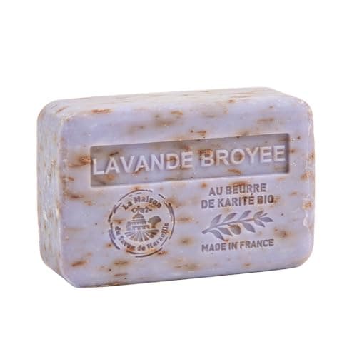 Image of Maison du Savon de Marseille - Moisturising French Soap made with Organic Shea Butter - Crushed Lavender Fragrance - Exfoliating Bath & Body Bar - 250g