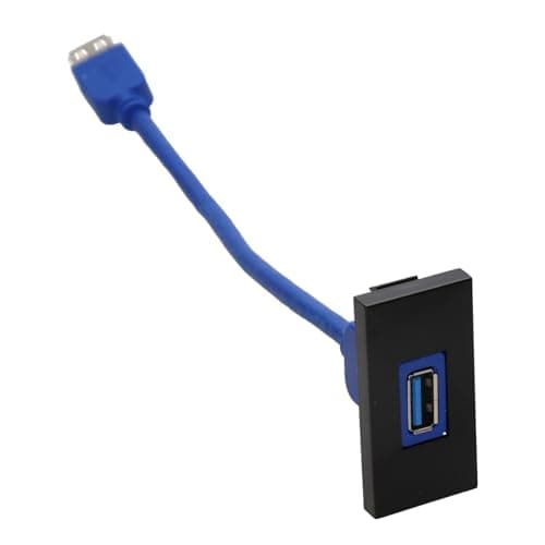 Image of Aura Euro Module USB3.0 5Gbps Panel Mount Type A Fly Lead Nickel Plated Black