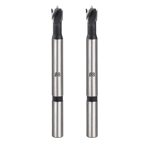 Image of 2 Pcs Forstner Drill Bit for Woodworking, 5/16"(8mm) Tungsten Carbide Wood Hole Saw Auger Opener, for Hard Wood, Plastic, Plywood Drilling Boring（Ø8mm, Length 95mm, Round Shank）