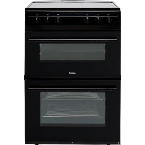 Image of Amica 60cm Double Oven Electric Cooker with Ceramic Hob - Black