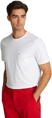 Image of Tommy Hilfiger Men’s Short Sleeve Essential T-Shirt with Breast Pocket, White (White), M
