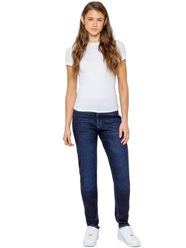 Image of 989Zé ENZO Womens Mom Jeans Ladies High Waisted Casual Cotton Regular Fit Stretch Denim Trouser Pants (UK, Numeric, 12, Regular, Regular, Blue)