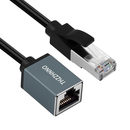Image of Thzzhnno Ethernet Extension Cable 1M, 1000Mbps RJ45 Male to Female LAN Cable, High Speed Network Extender for PC, Router, Modem, Switch, Smart TV