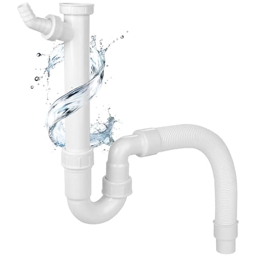 Image of Hibbent Washing Machine Waste Trap for Kitchen Sink,1 1/2 inch,Flexible Trap with Appliance Connection