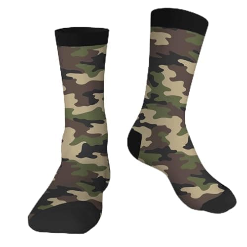 Image of Muntayson Camouflage Texture Athletic Cushioned Crew Socks Cushioned Crew Socks with Arch Compression Secure Fit Women Men