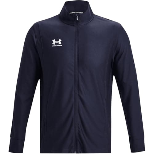 Image of Under Armour Men's Challenger Track Jacket, Light and Breathable Sports Coat for Men, Fast-Drying Track Jacket for Football, Running and Outdoor Pursuits,Midnight Navy / / White,XL