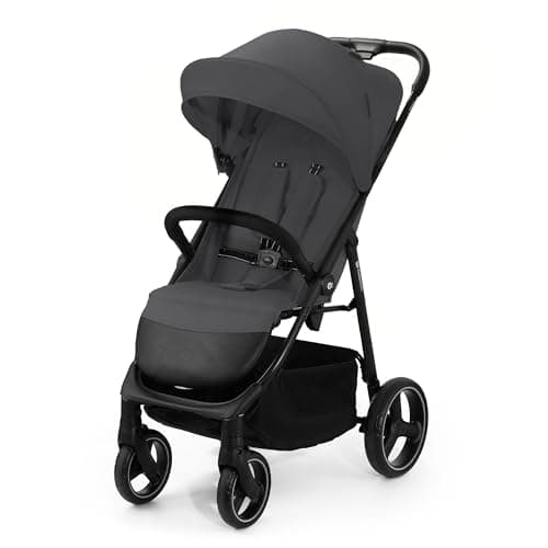 Image of Kinderkraft Trig 3 Lightweight Stroller, Baby Pushchair, Easy Folding with One Hand, All Wheels Suspension, Ajustable Hood 5-Point Safety Harness, from Birth up to 25kg, Gray