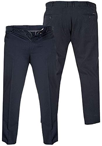 Image of Duke London D555 Mens Big Size Stretch Chino Trousers with Extenda Waist in Navy in 54W x 29L