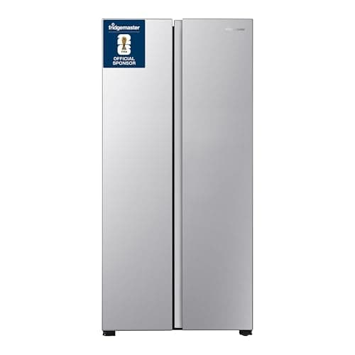 Image of Fridgemaster MS83430ES Freestanding Slim American Side by side Door Fridge Freezer 441L, Total No Frost, Inverter compressor, Silver, 83.2x178.0cm, Energy Rating E