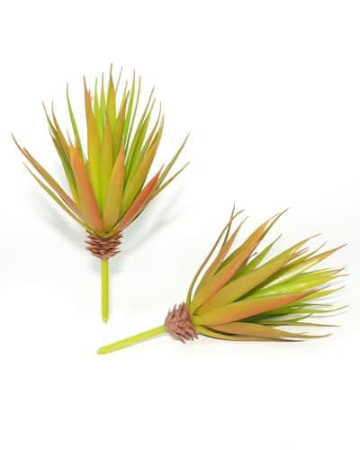Image of LJY 2 Pcs Red Artificial Succulent Plants Yucca 20 cm, Fake Cactus Faux Greenery for Indoor Desk, Bathroom and Kitchen Shelf Decor, Realistic Stem Foliage (20 cm / 7.87 in)