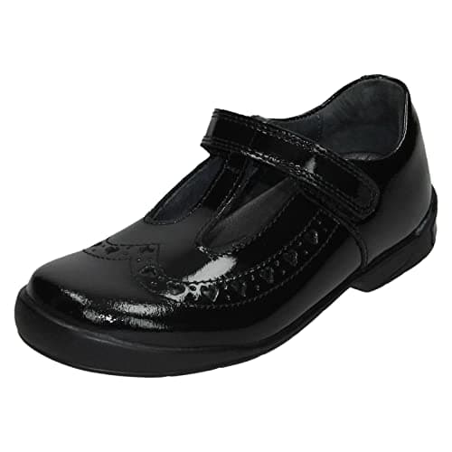 Image of Girls Startrite T-Bar School Shoes Leapfrog - Black Patent - UK Size 2E - EU Size 34 - US Size 2.5