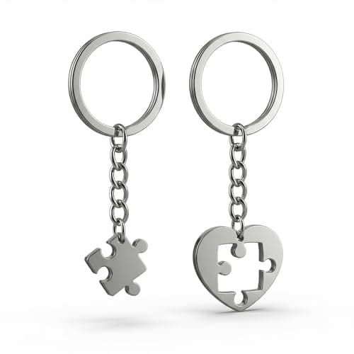 Image of FooYee 2Pcs Couples Keyrings, Love Heart & Jigsaw Puzzle Keyrings Pair, Stainless Steel Couple Keyrings, Romantic Gifts for Him or Her, Gifts for Couples, Perfect for Valentines Day
