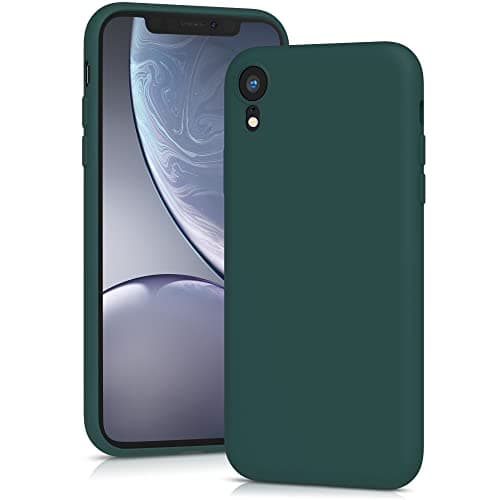 Image of YATWIN Silicone Case for iPhone XR, Soft-Touch, Shockproof, DustProof, Antiskid Full Body Armour Phone Cover for Apple iPhone XR - Dark Green